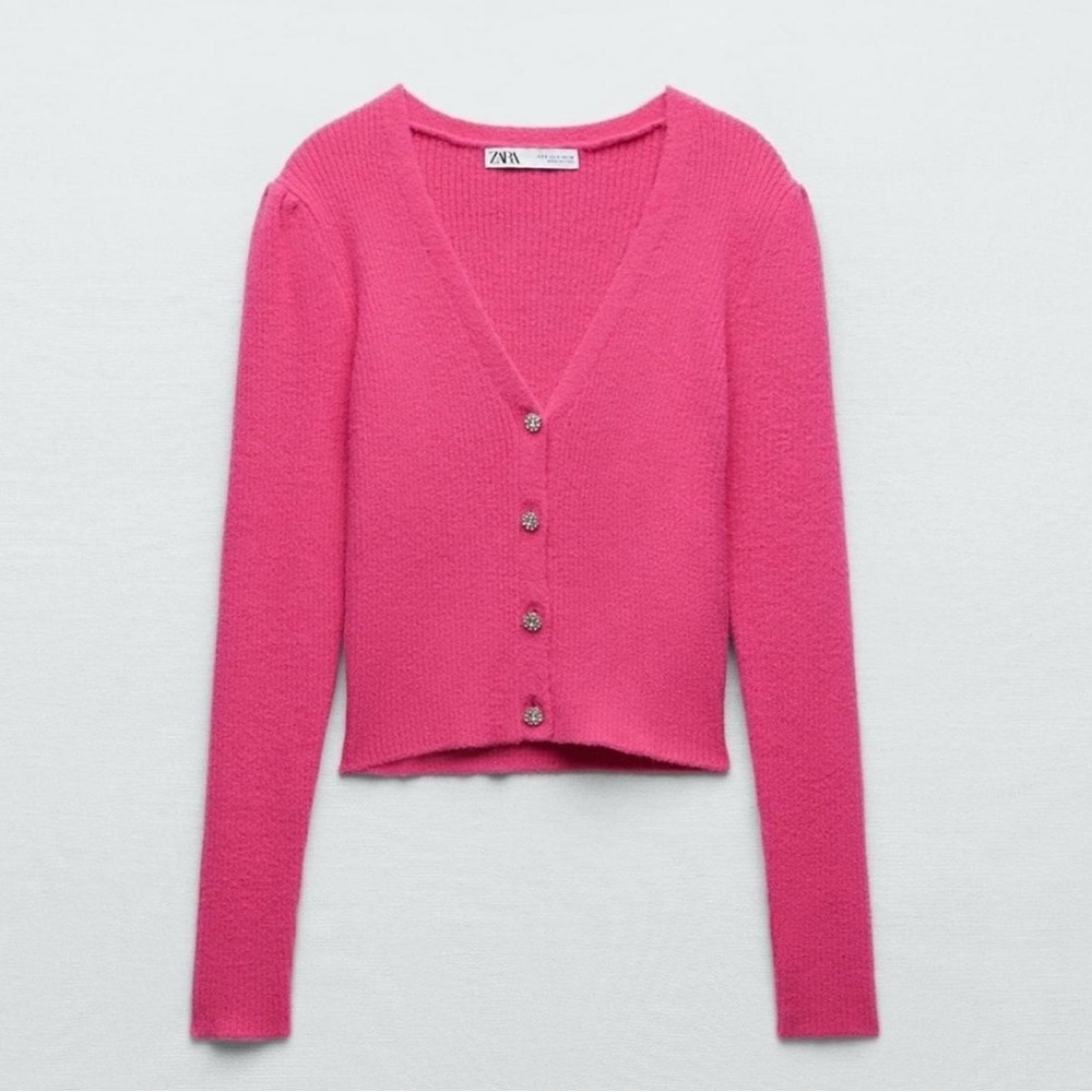 💖 Zara Fuchsia Button-Up Cardigan - Picture 2 of 8